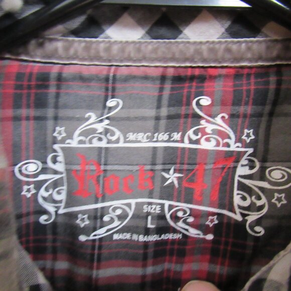 Wrangler Rock 47 Multicolor Plaid Long Sleeve Pearl Snap Western Shirt Large - Picture 4 of 6